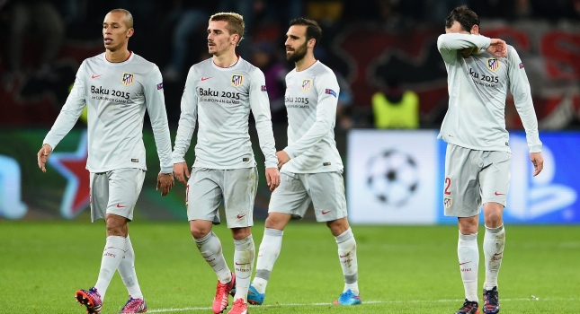 during the UEFA Champions League round of 16 match between Bayer 04 Leverkusen and Club Atletico de Madrid at BayArena on February 25, 2015 in Leverkusen, Germany.