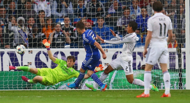 during the UEFA Champions League Round of 16 second leg match between Real Madrid CF and FC Schalke 04 at Estadio Bernabeu on March 10, 2015 in Madrid, Spain.