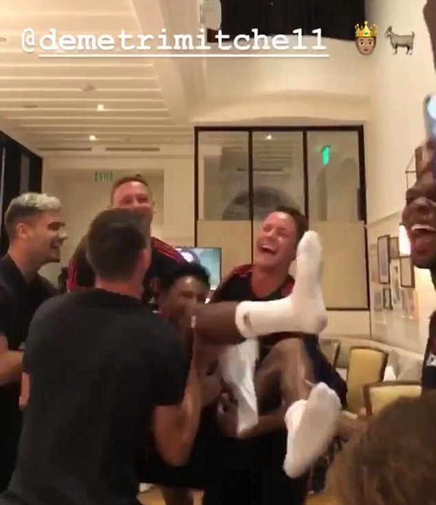After finishing United players including Nemanja Matic and Ander Herrara rushed forwards